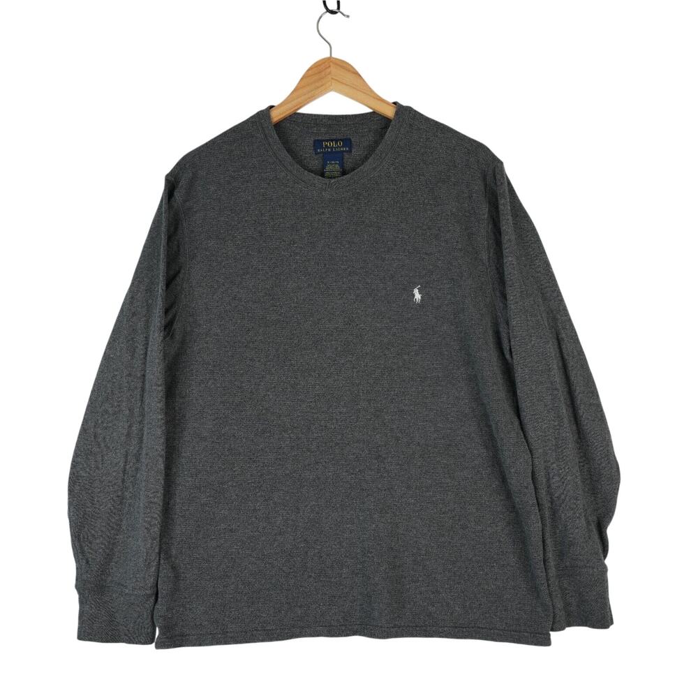 Polo Ralph‎ Lauren Shirt Mens XL Gray Long Sleeve Waffle Knit Thermal Base Layer
